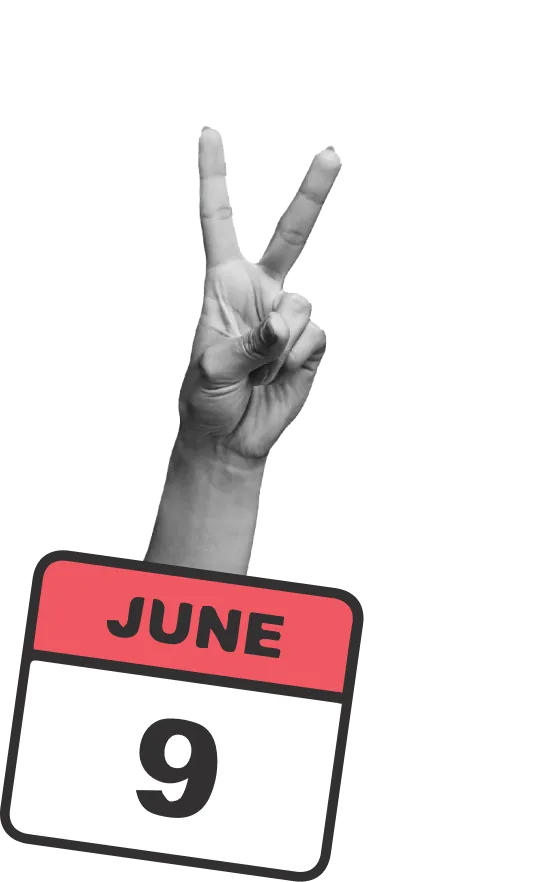 9. Juni Peace Zeichen